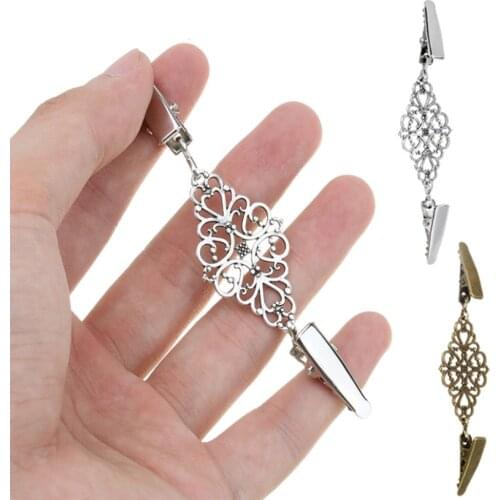 Retro Cardigan Clip Fasteners for Clothes Clothespins Scarf Clip Brooch Sliver Pin Buckle Clip Holder Women Dress Jewelry