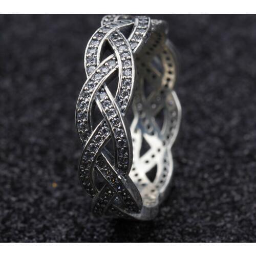 925 Sterling Silver Women Ring Interlaced Twist Of Fate with Clear CZ Forever Ring For Women Wedding Fine Jewelry