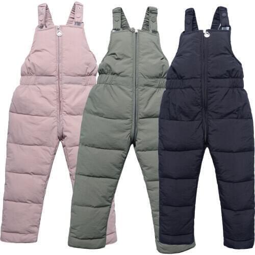 Baby New Winter Thick Overalls For Kids Childrens Down Cotton Trousers Warm Pants Girls Boys Jumpsuit Clothes 1-5 Years