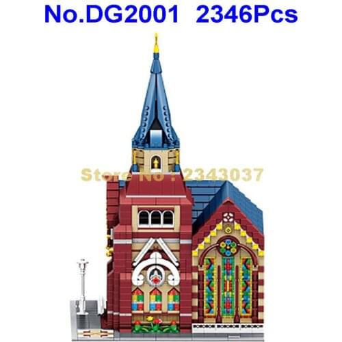 Dg2001 2346pcs Architecture Street View Street Union Church China Light 8 Building Blocks Toy