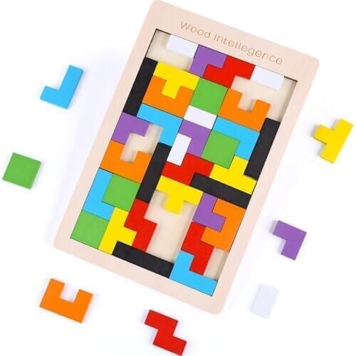 Colorful Wooden 3D Tangram Puzzle Jigsaw Magination Educational Kid Toy Children Preschool Math Toys Wooden Toys For Kids