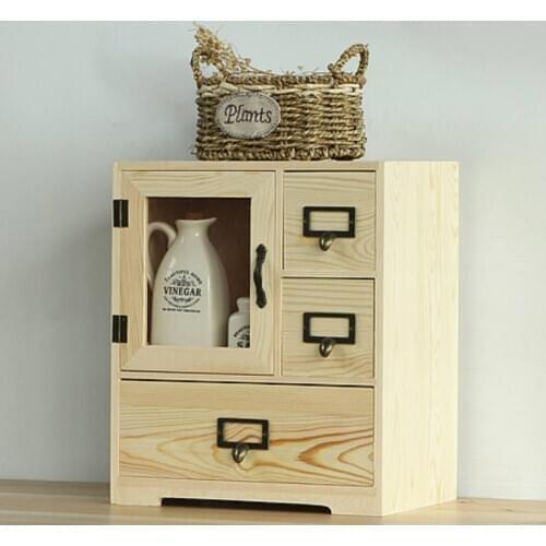 Коробка для хранения Creative Desktop Cosmetics Storage Box Solid Wooden Cabinet Desk Drawer Storages Rack Rangement Bureau