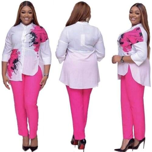 2020 Summer Fashion African Women Two Pieces Sets Top and Pant African Clothes for Women African Clothing African Print Dresses