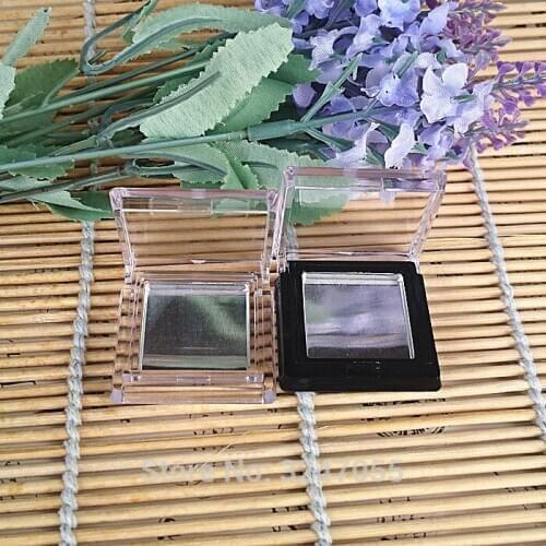 50/100pcs Mini Plastic Square Clear Beauty Lip Rouge Sub Container, Small Clear n Black Eyeshadow Powder Case with Aluminum Pan