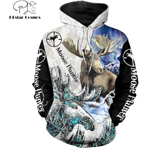 2020 Fashion Men Hoodie animal Moose Hunter 3D Printed Harajuku Sweatshirt Unisex Casual Pullover hoodies sudadera hombre KJ084