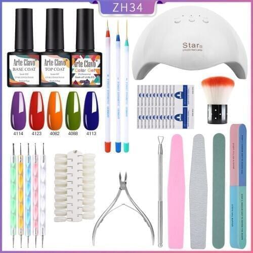 Arte Clavo Nail Set UV LED Lamp Dryer With 5/12pcs Nail Gel Polish Kit Soak Off Manicure Tools Set Nail Files For Nail Tools