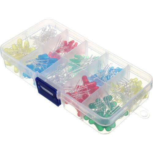 300Pcs/lot 3mm and 5mm LED Diode Kit LED Light Emitting Diodes Assorted Kit DIY LEDs Bulb White Yellow Red Green Blue Dropship