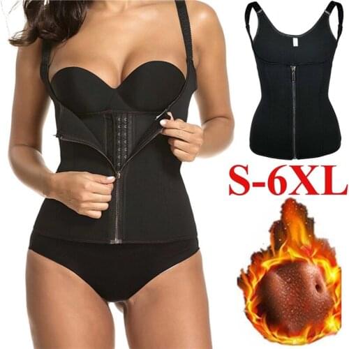 Neoprene Waist Trainer Corset Slimming Vest Sweat Sauna Suit Tank Top Tummy Belly Girdle Body Shaper Weight Loss Shapewear Zip