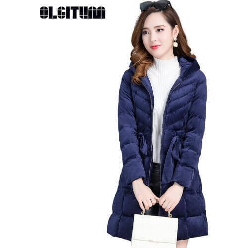 New Winter S-3XL Gold Velvet Zipper Cotton Coat with Belt Women 2020 Long Slim Large Size Thick Hooded Warm Outwear Multi-color