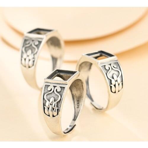 8*8mm 925 STERLING SILVER MEN Semi Mount Bases Blanks base blank Pad ring Setting wedding jewelry findings diy A5939