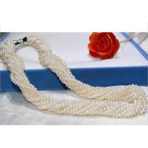 NEW 8 ROW 18" 4-5MM NATURAL WHITE PEARL NECKLACE