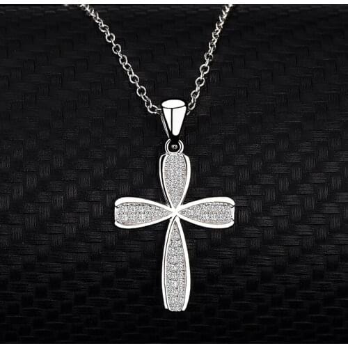 S925 Sterling Silver Necklace for women Europe And The United States Jewelry Pendant Classic Cross Believers in jesus wholesale