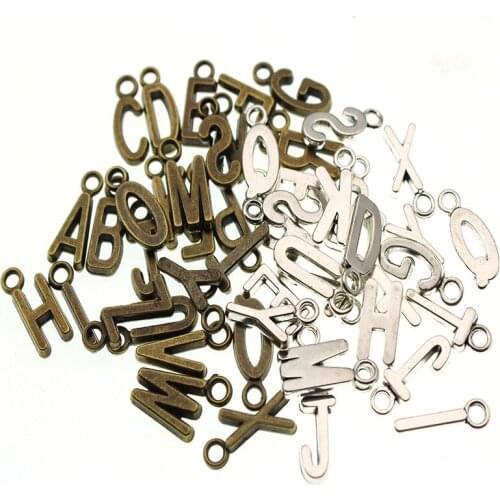 52pcs/2sets Antique Silver Bronze Letters Alphabet Charms Pendants for Necklace Bracelet DIY Jewelry Making Finding Z295