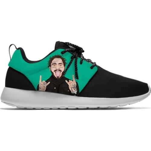 Post malone Singer Cartoon Funny Cool personality Sport Running Shoes Lightweight Breathable 3D Printed Men Women Mesh Sneakers