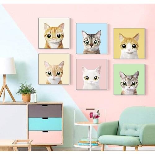 Cute Cat Poster Nordic Style Kids Decoration Modern Art Print Wall Pictures for Living Room Canvas Painting Cuadros Decoration