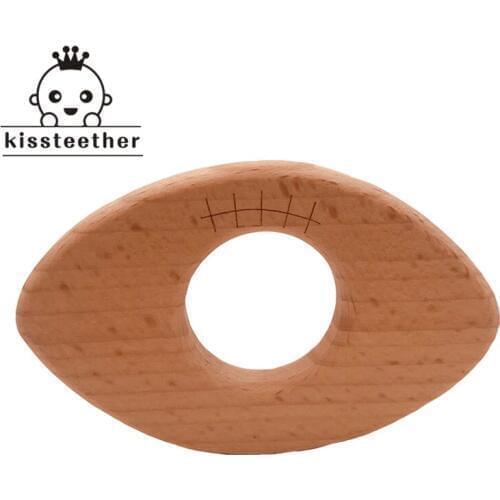 Beech Baseball Wooden Teether Customizable Baby Teether Diy Teething Necklace BPA Free Food Grade Teether Pendants