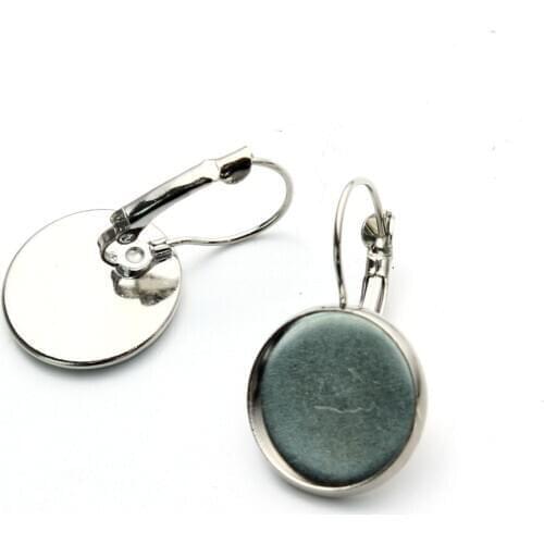 10pcs 10/12/14/16/18/20mm Drop Earring Settings Posts Base Blank Earrings Cuff Tray Bezel Clip For Cabochon Cameo DIY Earrings