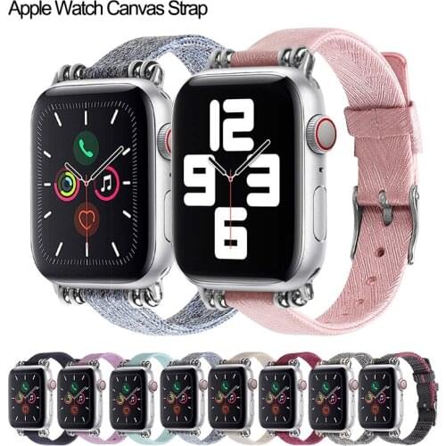 Sport Canvas Strap For Apple Watch 4 3 2 band 40mm 44mm Adjustable Elastic Wristband bracelet For iWatch Series SE 6 5 38mm 42mm