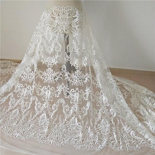 DIY Wedding Dress Material Luxury Sequined Tulle Mesh Embroidery Fabrics