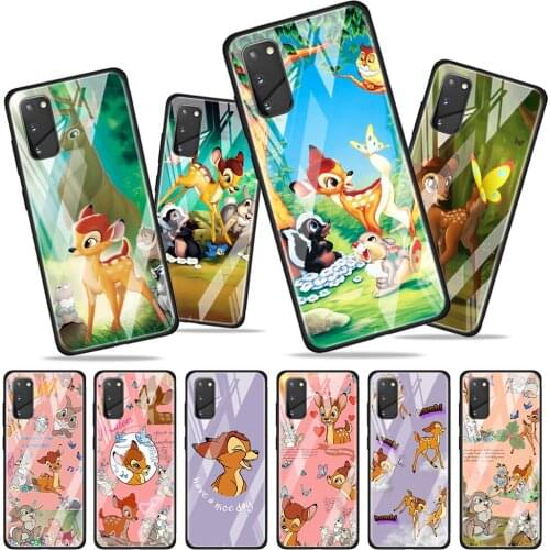Disney Fawn Bambi for Samsung Galaxy S20 FE Ultra Note 20 S10 Lite S9 S8 Plus Luxury Tempered Glass Phone Case Cover