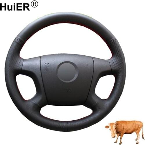 Hand Sewing Car Steering Wheel Braid Cow Leather Wrap For Skoda Octavia 2004-2009 Fabia 2005-2009 Roomster 2006-2009 Superb 2006