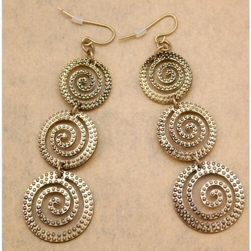 Ethnic Viking Vintage Gold Indian Round Dot Swirl Spiral Hoop Long Drop Dangle Ethno Earrings For Women Brincos Bohemian Jewelry