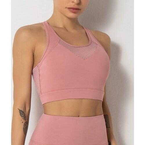 Shi Nuoxuan 2021 sports bra shockproof mesh stitching fitness underwear gathered yoga vest