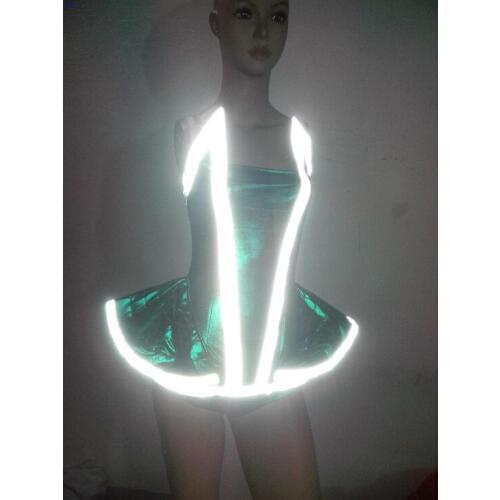 Green luminous one-piece stage model star bodysuit Cosplay costume New fashion DS nightclub bar DJ female singer costumes