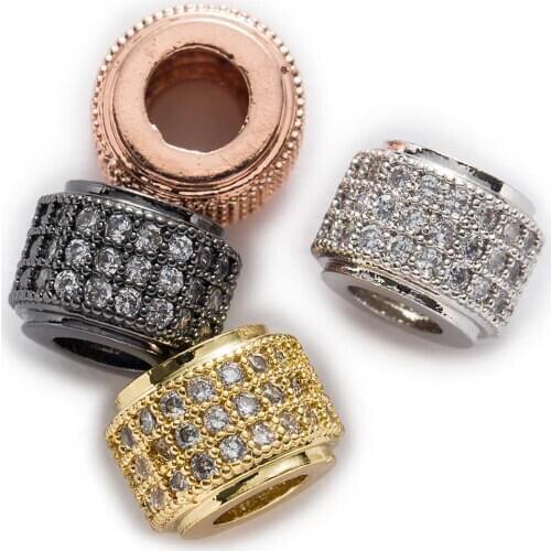 1 Piece Micro Inlays Zircon Round Shaped Copper Beads For Jewelry Making Women Children DIY Bracelet Necklace Findings 9x6mm