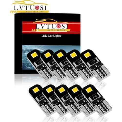 LVTUSI 10pcs Super Bright T10 LED Bulbs 194 W5W 168 2825 6000K White Car Accessories Clearance Lights Replacement DI