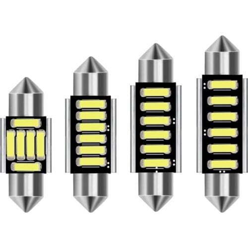 100pcs Car LED Festoon 31mm 36mm 39mm 41mm Auto 6 LED 7020 SMD Chips C5W Dome Light Interior Reading Lamp