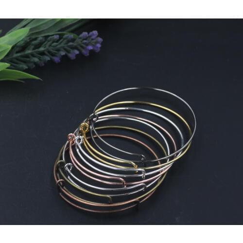 20pcs 65MM DIY European adjustable bangle bracelet for charms expandable wire metal bangles silver color gold antique bronze