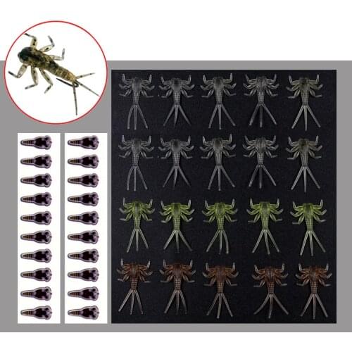 20PCS Hook Insect Bait Realistic Mayfly Nymph Fly Tying Material Mayfly Skin Trout Fly Fishing Fly Tying for Size 12 14