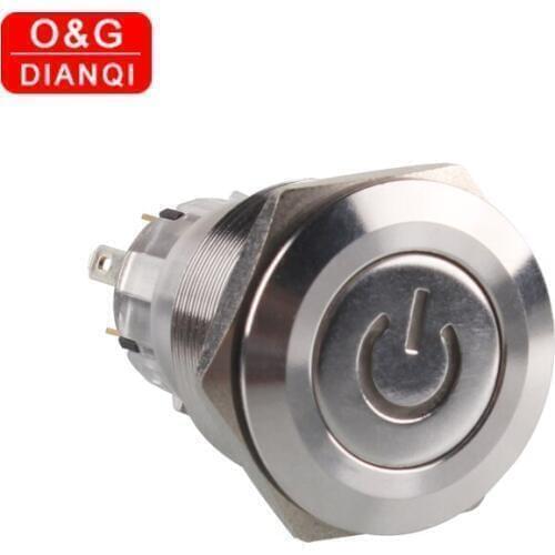 22mm Waterproof Push Button Switch Self locking/Momentary Switch with Power Symbol Led for Computer Speaker or Doorbell or Boat