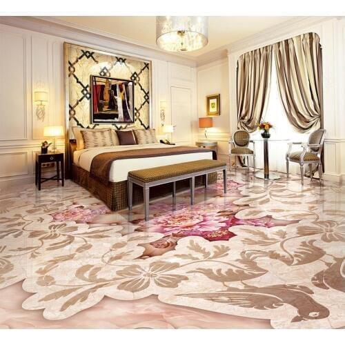 3d flooring Peony relief stone parquet 3D flooring 3d pvc wallpaper 3d floor painting wallpaper