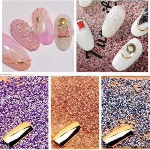 50g Elf Beads Gem Circle Rhinestone Crystal 3D Nail Art Charm Glass Caviar Tiny Beads DIY Sparkly Decoration Mini Elves Crystal