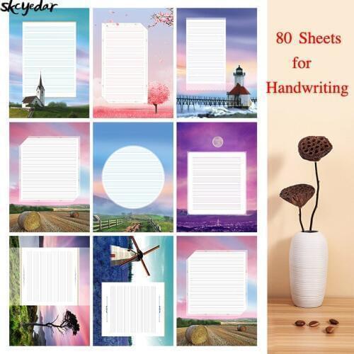 80 Sheets/set A4 Size 8 Different Style Handwriting Letter Paper Stationery Paper for Writing Poems/Lyrics /Letter