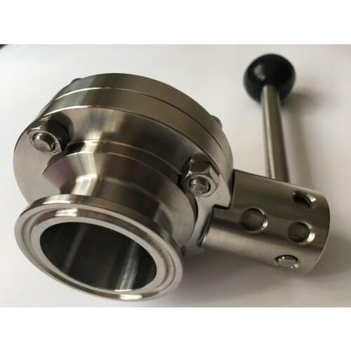 Freeshipping 1Pcs SS304 Stainless Steel Sanitary Tri Clamp Butterfly Valve Homebrew Beer Dairy Product