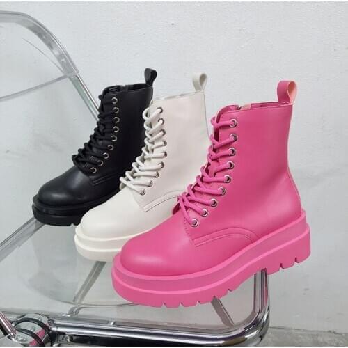 Autumn Ankle Boots women Short Boots flat platform shoes Ladies fashion Casual zipper Thick bottom Round toe boots