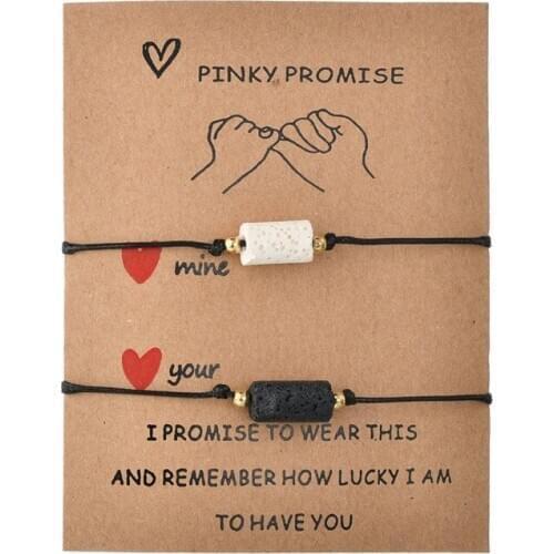 Couples Wish Bracelet Lava Stone Bracelet Beaded Wishing Bracelet Jewelry Bracelet Set Valentines Day Gift