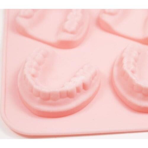 4 Hole Denture Teeth Shaped Ice Cube Mold Silicone Ice Tray DIY Ice Cream Mould Funny Gag Gift for Dentist Seniors Father Day