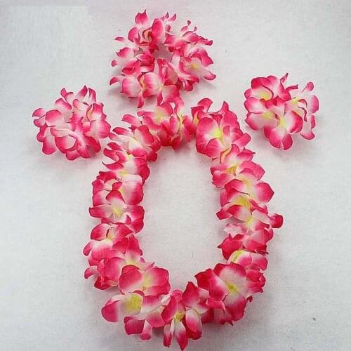 Hawaiian Flower Lei Headband Anklet Hula Garland Floral Hairband Wreath Summer Party Wedding Birthday Favors