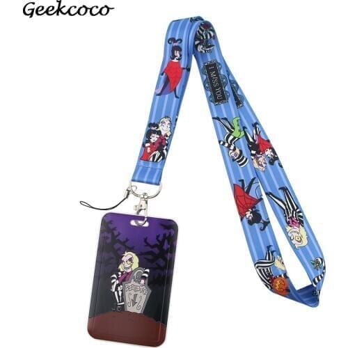 J2045 Cartoon Horror Card Holder ID Holder Man Woman Bus Card Holder Staff Card With Lanyard