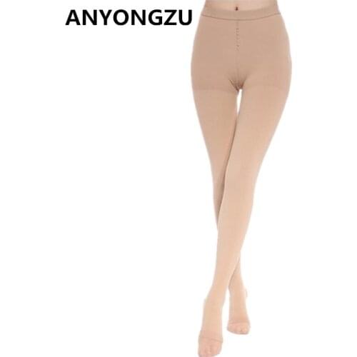 ANYONGZU Professional Medical Strong Compression Pantyhose Elastic Covered Toes Open Prevent Varicose Veins Stockings 30-40mmHg