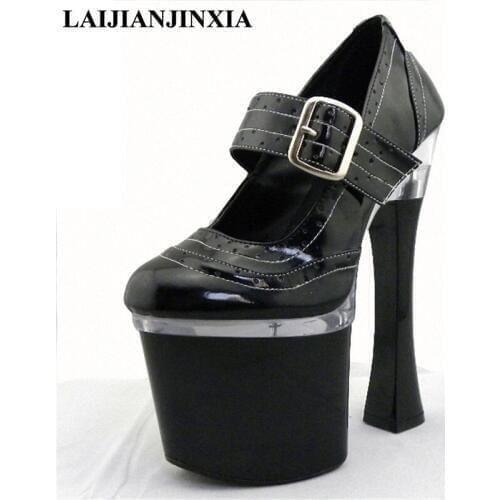 LAIJIANJINXIA Autumn Sexy Women Pumps 18cm Square High Heels Wedding Night Clubls Platform Shoes Dancing Pumps Pole Dance Shoes