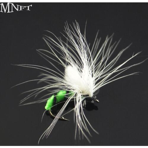 MNFT 10PCS Or 6PCS Green Body White Wing Caddis Fly for Trout Fishing Lure Bass Hooks Size #11 Three Packaging Options