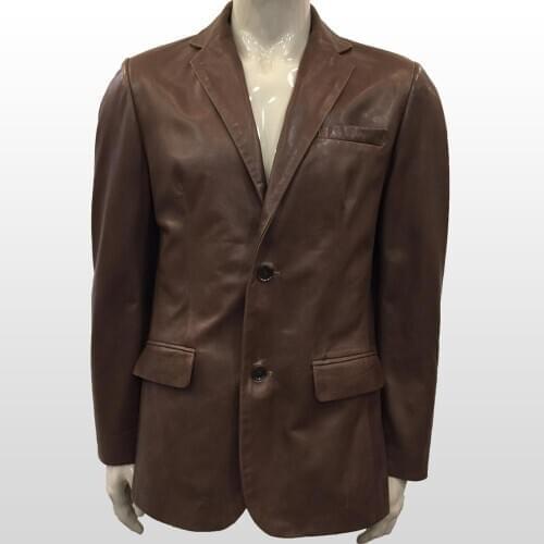 Mens Real Genuine Leather Hazelnut Blazers Real Sheepskin Plus Size Double Botton Casual New Fashion Natural Business Suits