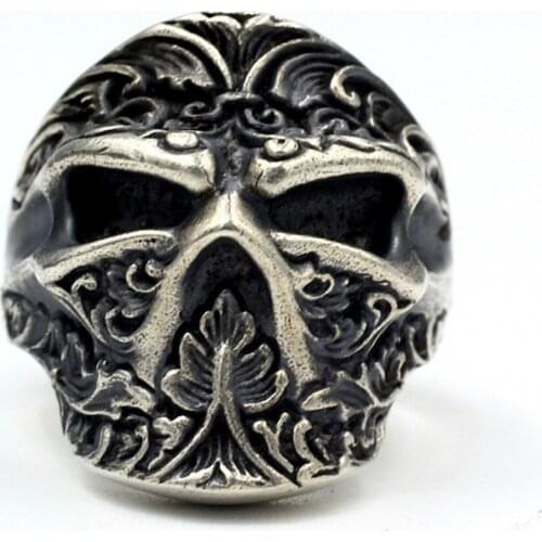 Japanese Ninja New solid s925 pure silver ring men handmade retro carved, personalized locomotive skull man ring