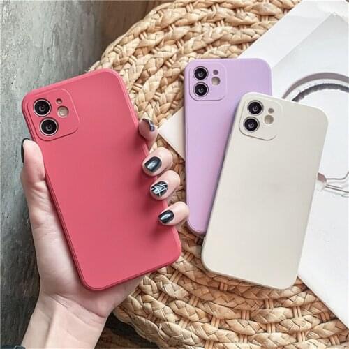 Liquid Soft Silicone Soild Color Phone Case For iPhone 11 12 Pro X XR XS Max 7 8 Plus SE 2020 Candy Color Shockproof TPU Cover