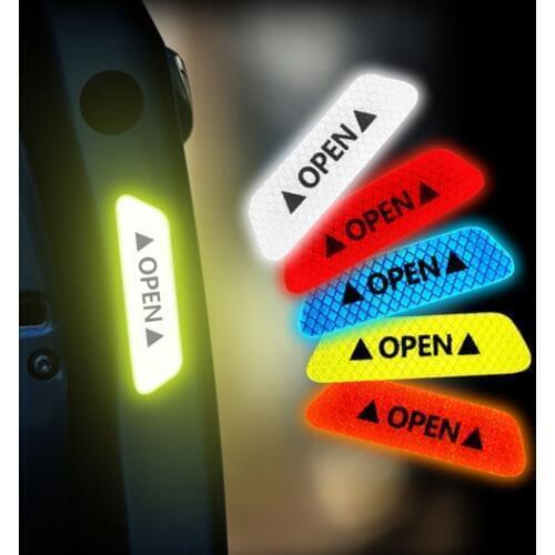Car Styling Reflective Door Open Stickers For Audi A4 B6 B8 VW Passat B5 B7 Skoda Octavia A7 A5 Renault Megane 2 3 Accessories